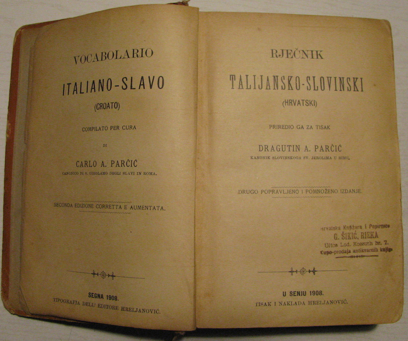 Copertina  Rjecnik talijansko-slovinski (hrvatski)