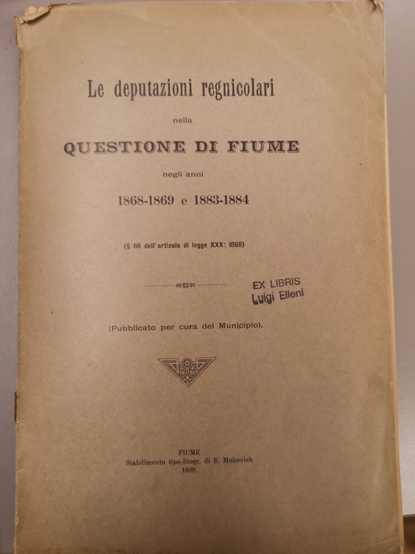 Copertina  Le deputazioni regnicolari nella questione di Fiume negli anni 1868-1869 e 1883-1884