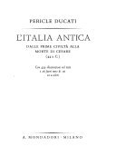 Copertina  1: L'Italia antica : dalle prime civiltà alla morte di Cesare, 44 a.C.